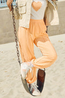 GY8561 Peach Girls Raw Edge Detailed French Terry Knit Joggers Editorial