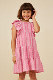 Embroidered Ruffled Lace Sleeveless Dress