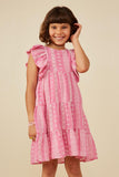 Embroidered Ruffled Lace Sleeveless Dress