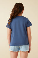 GY8621 Navy Girls Sequin Star Patch Knit T Shirt Back