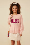 GY8648 Pink Girls Malibu Applique Pullover Sweater Front