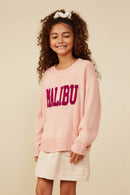 GY8648 Pink Girls Malibu Applique Pullover Sweater Front 2