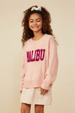 GY8648 Pink Girls Malibu Applique Pullover Sweater Front 2