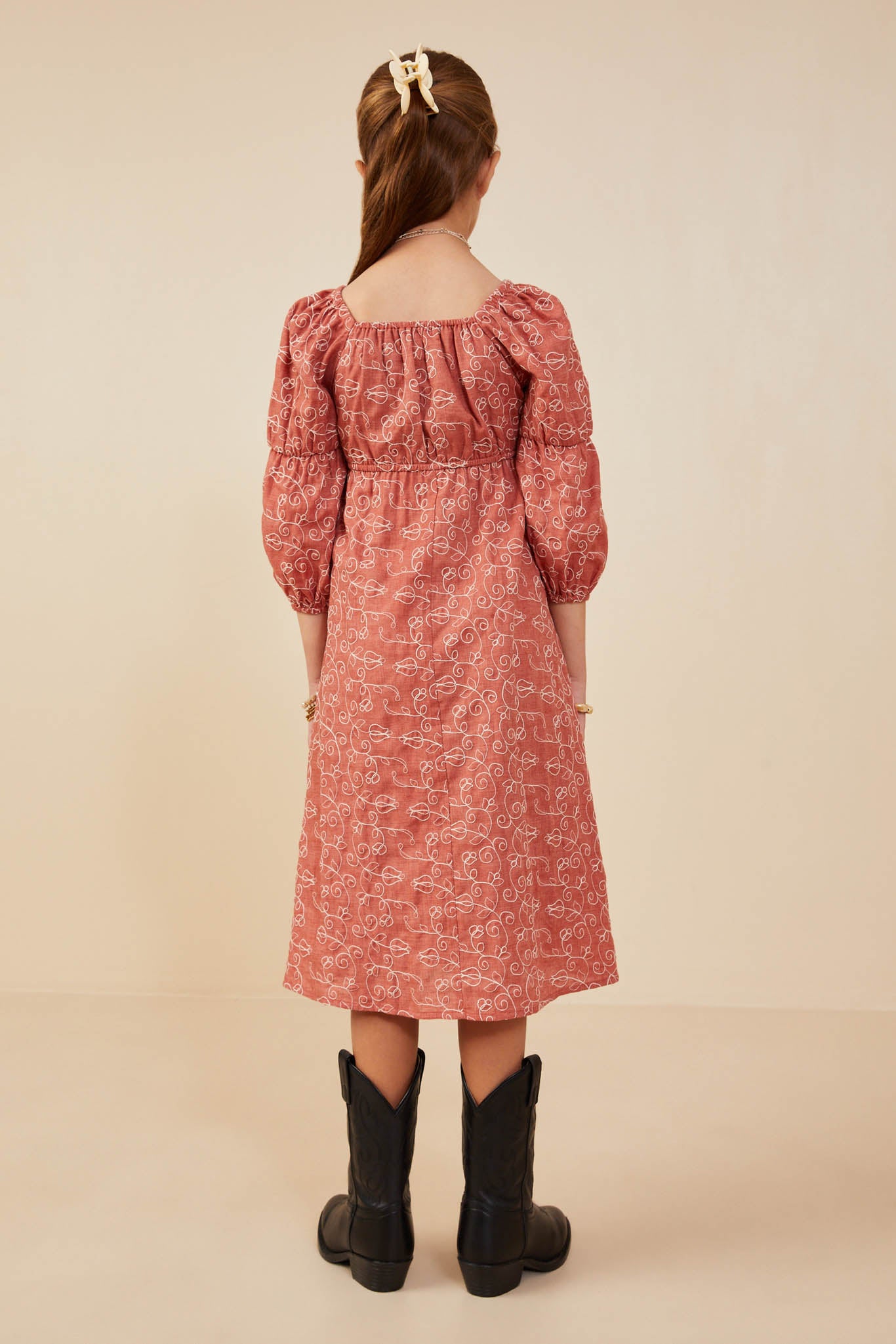 embroidered peasant dress Girls Embroidered Peasant Sleeve Dress