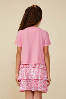GY8689 Pink Girls Sequin Paneled T Shirt Back