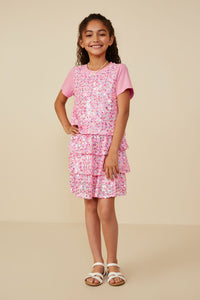 GY8689 Pink Girls Sequin Paneled T Shirt Front 2