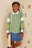 Mixed Media Print Blocked Knit Rugby Shirt