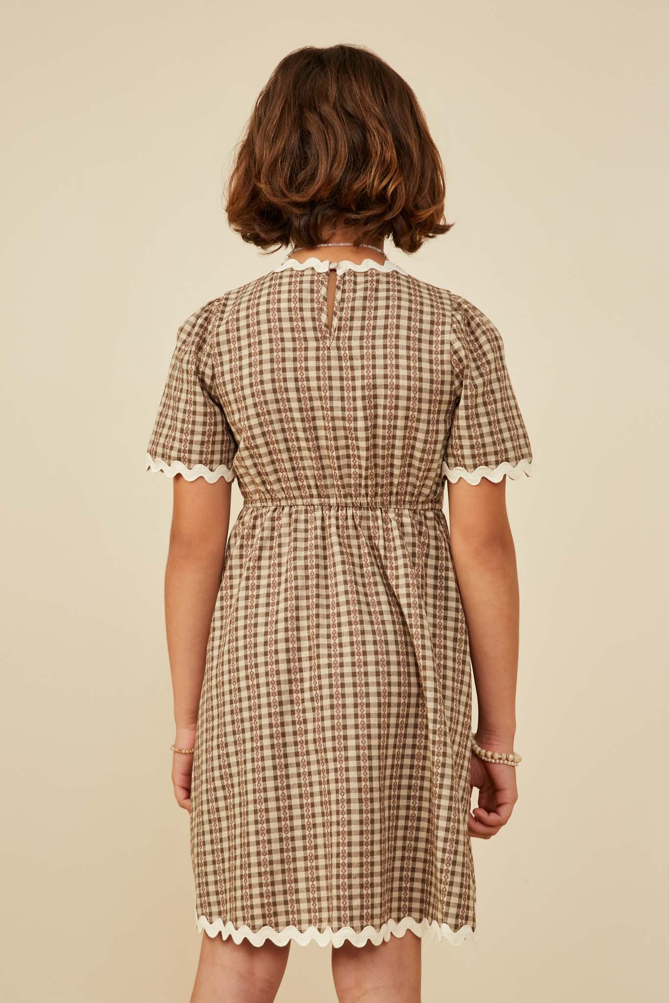 Girls Trimmed Pocketed Twill Dress