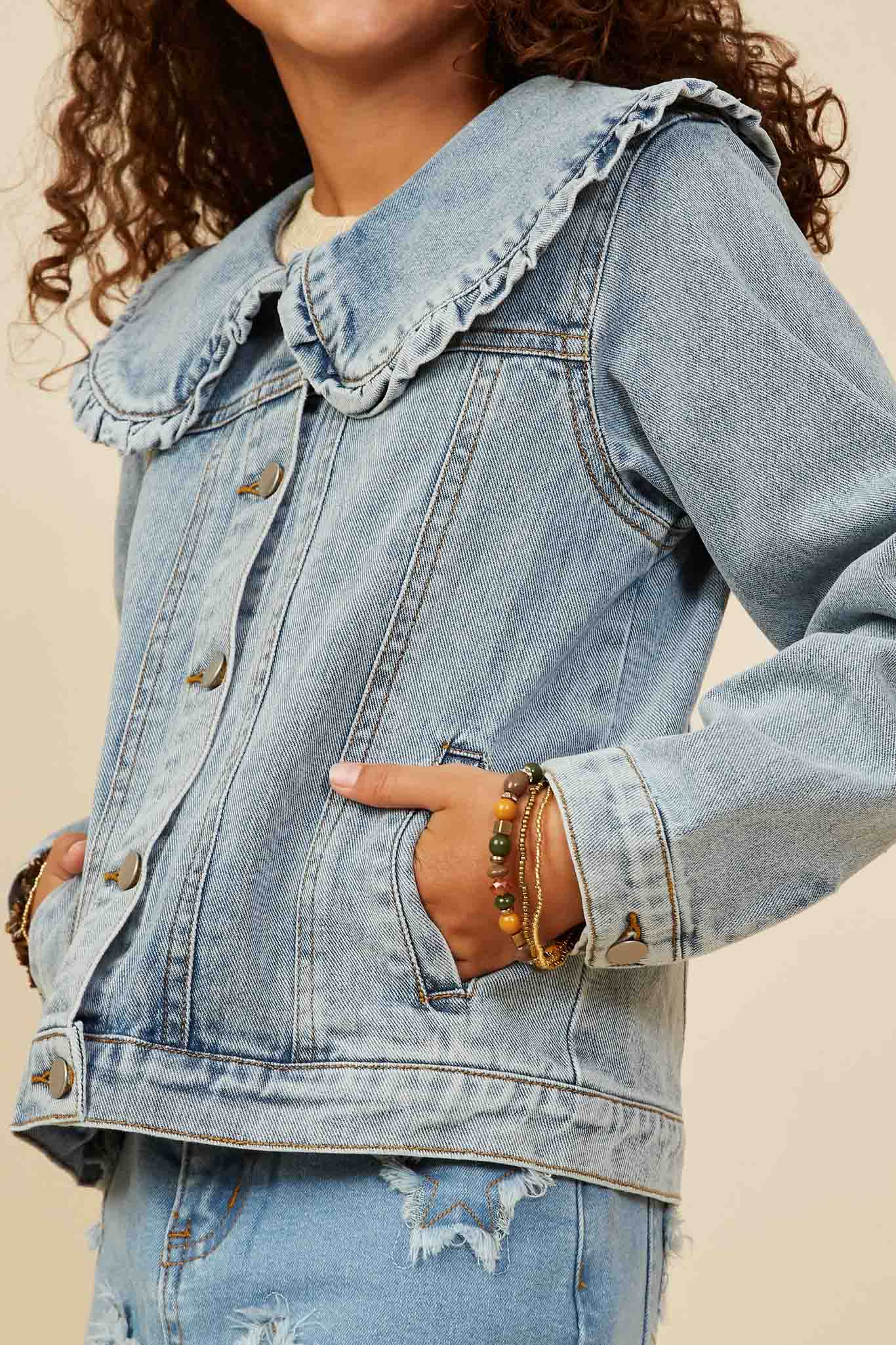 Ruffle Collar Denim Jacket | Cute Girls' Clothes – Hayden Girls