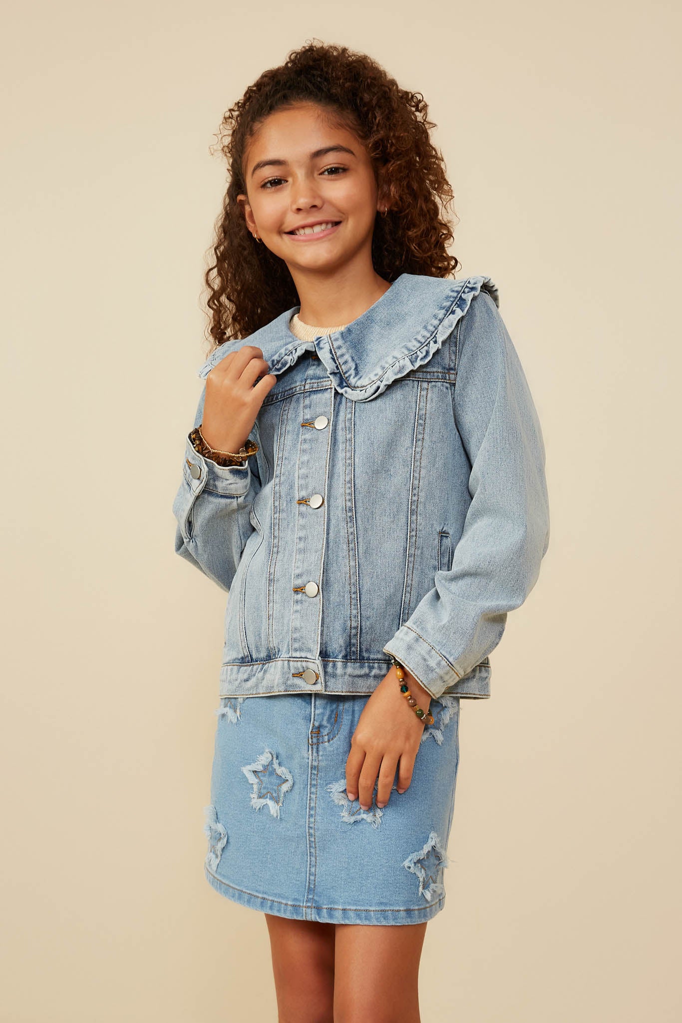 Ruffle Collar Denim Jacket | Cute Girls' Clothes – Hayden Girls