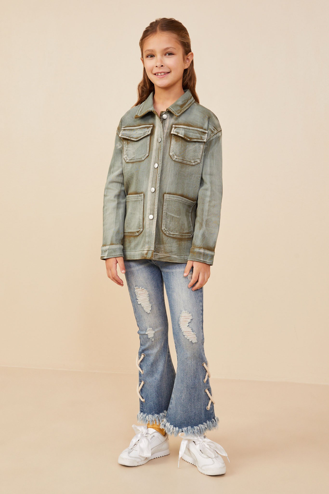 Washed Patch Pocket Detail Chore Jacket