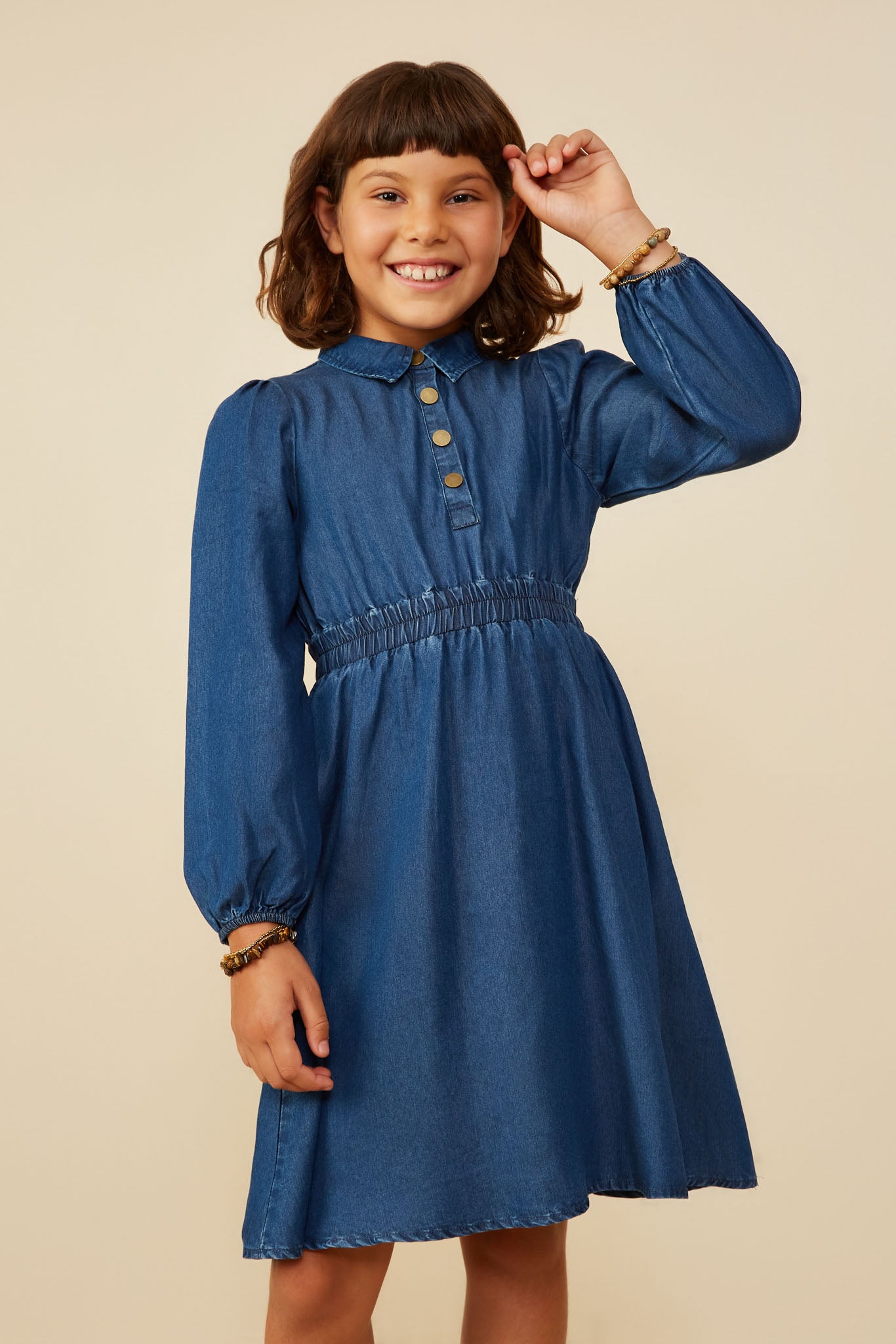 Chambray Collared Long Sleeve Dress Chambray Collared Long Sleeve Dress