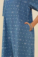 GY8938 Mid Denim Girls Polka Dot And Bow Print Denim Dress Detail