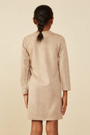 GY8987 SAND Girls Vegan Suede Side Tie Dress Back