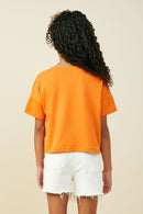 GY9035 Orange Girls Ruffle Pocket Knit T Shirt Back