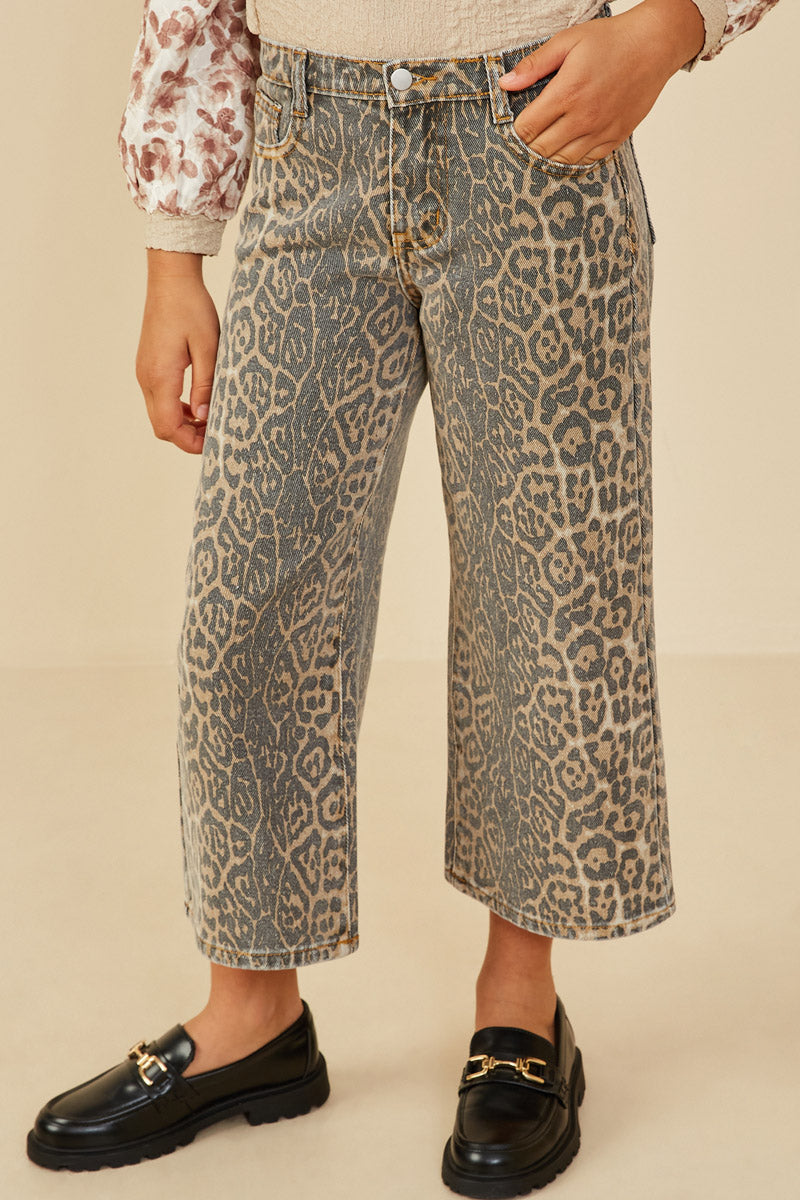Washed Leopard Print Relaxed Fit Denim Jeans