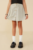 GY9101 Oatmeal Girls Button Front Textured Striped Skirt Front