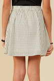 GY9101 Oatmeal Girls Button Front Textured Striped Skirt Back