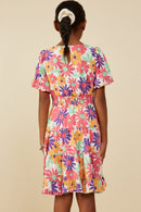 Daisy Floral V Neck Smocked Waist Dress