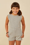Brushed Striped Knit Sleeveless Romper