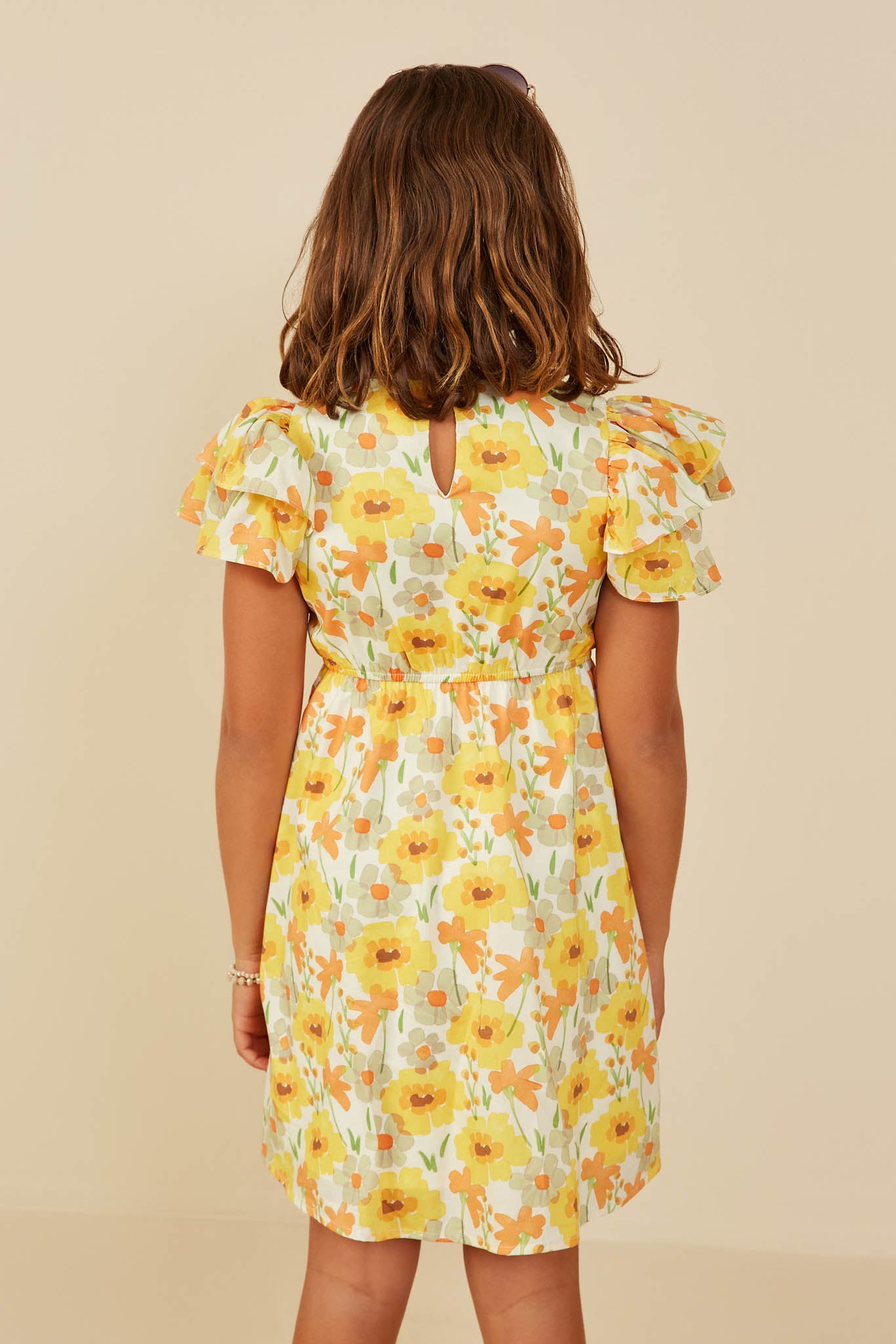Girls Smocked Ruffle Sleeve Floral Dress Girls Smocked Ruffle Sleeve Floral Dress