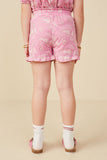 GY9269 Pink Girls Botanical Embroidered Smocked Waist Short Back