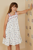 Contrast Piped Ditsy Floral Tank Dress
