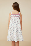 GY9270 Off White Girls Contrast Piped Ditsy Floral Tank Dress Back