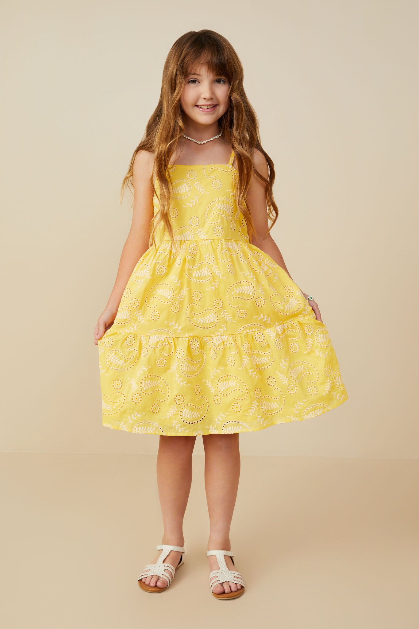 Paisley Embroidered Tiered Tank Dress