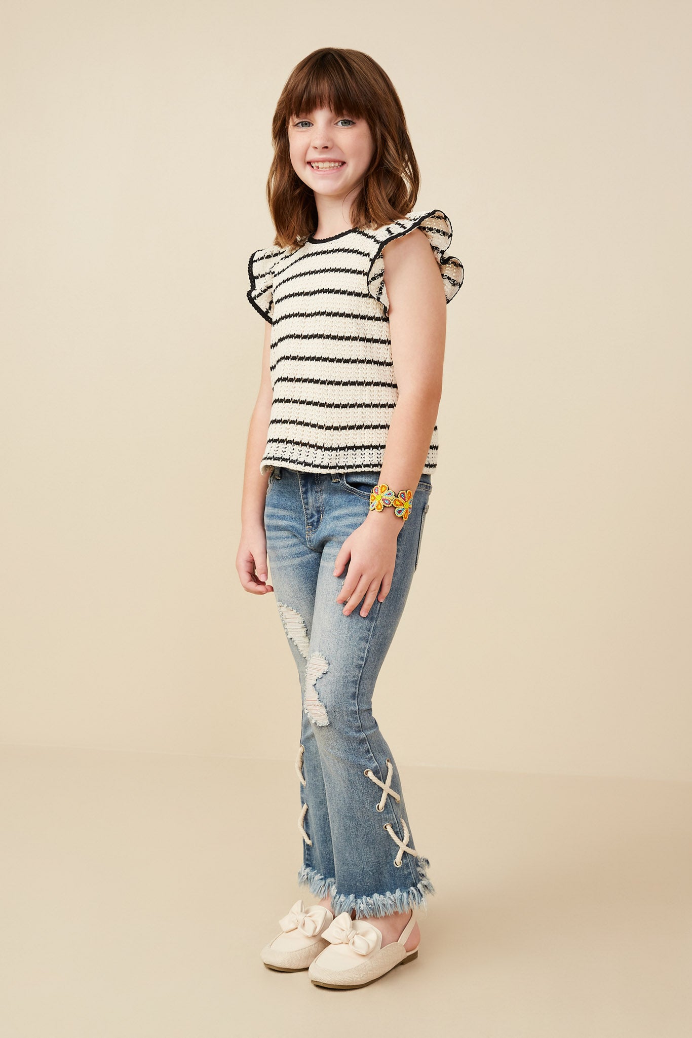 Contrast Piped Textured Stripe Knit Tank