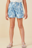Romantic Floral Pleated Chambray Shorts
