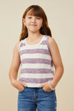 GY9333 Lavender Girls Heathered Stripe Knit Tank Front