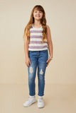GY9333 Lavender Girls Heathered Stripe Knit Tank Pose