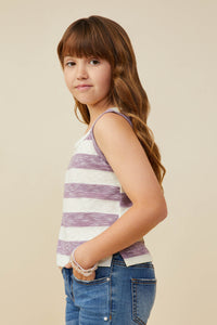 GY9333 Lavender Girls Heathered Stripe Knit Tank Side