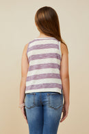 GY9333 Lavender Girls Heathered Stripe Knit Tank Back