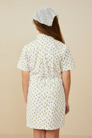 GY9344 Off White Girls Ditsy Print Button Down Twill Dress Back