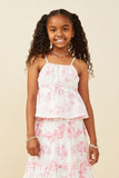 Textured Floral Tie Detail Peplum Tank