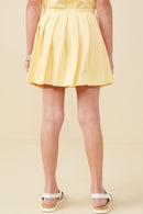 GY9405 Mustard Girls French Terry Elastic Waist Pleated Knit Skirt Back