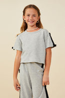 Bow Trim Sleeved French Terry Top