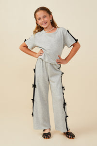 Bow Trim Sleeved French Terry Top