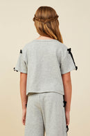 Bow Trim Sleeved French Terry Top