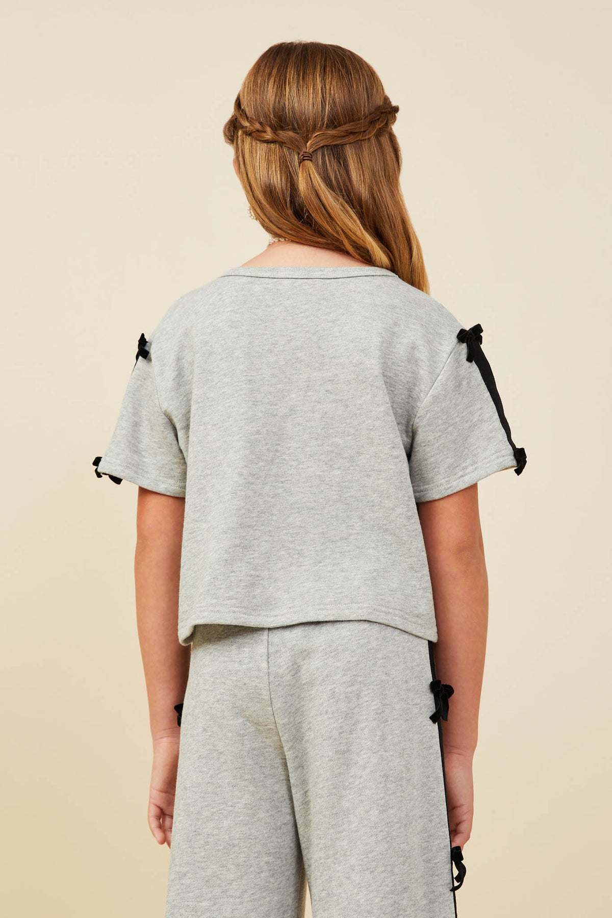 Bow Trim Sleeved French Terry Top