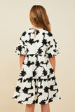 GY9459 Ivory Girls Floral Applique Ruffled Sleeve Dress Back