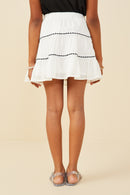 GY9509 Off White Girls Crochet Ribbon Trimmed Textured Skirt Back