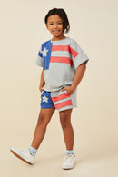 Raw Edge Stars And Stripe Knit T Shirt