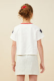 GY9525 Off White Girls USA And Star Patch Ringer Knit T Shirt Back