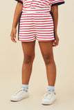 GY9558 Red Girls Contrast Side Striped Knit Short Front