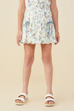 Floral Ribbon Print Bow Detail Skirt