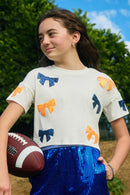 GY9579 Blue Girls Elastic Waist Sequined Shorts Editorial