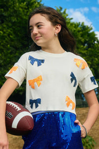 GY9579 Blue Girls Elastic Waist Sequined Shorts Editorial